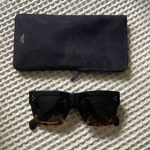 Celine Oversized Black and Tortoise Sunglasses